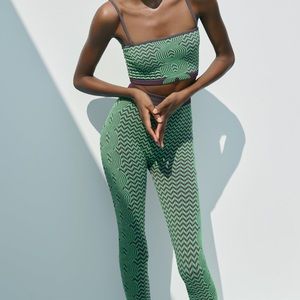 green and purple zara leggings.